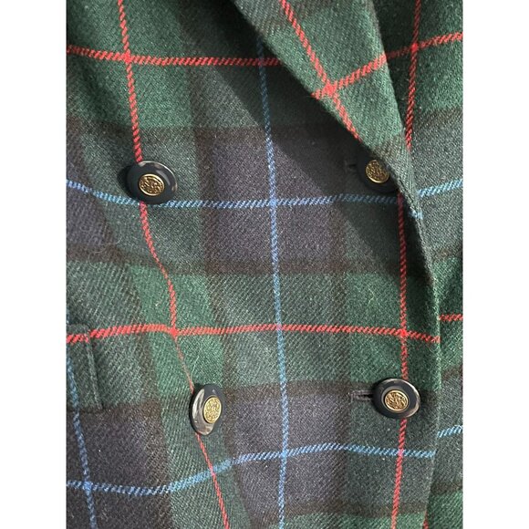 EUC Vintage Le Suit Tartan Plaid Double-Breasted Blazer Wool Blend Womens - Picture 4 of 7